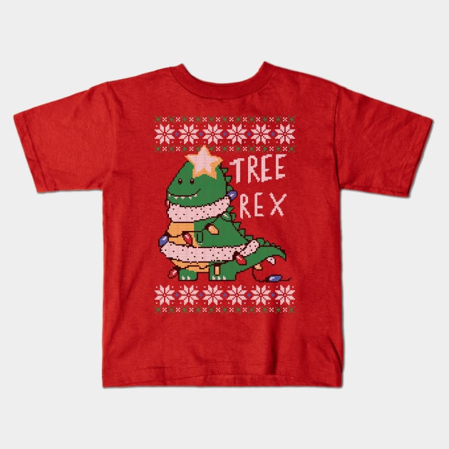 Tree-Rex Ugly Sweater Kids T-Shirt by TaylorRoss1